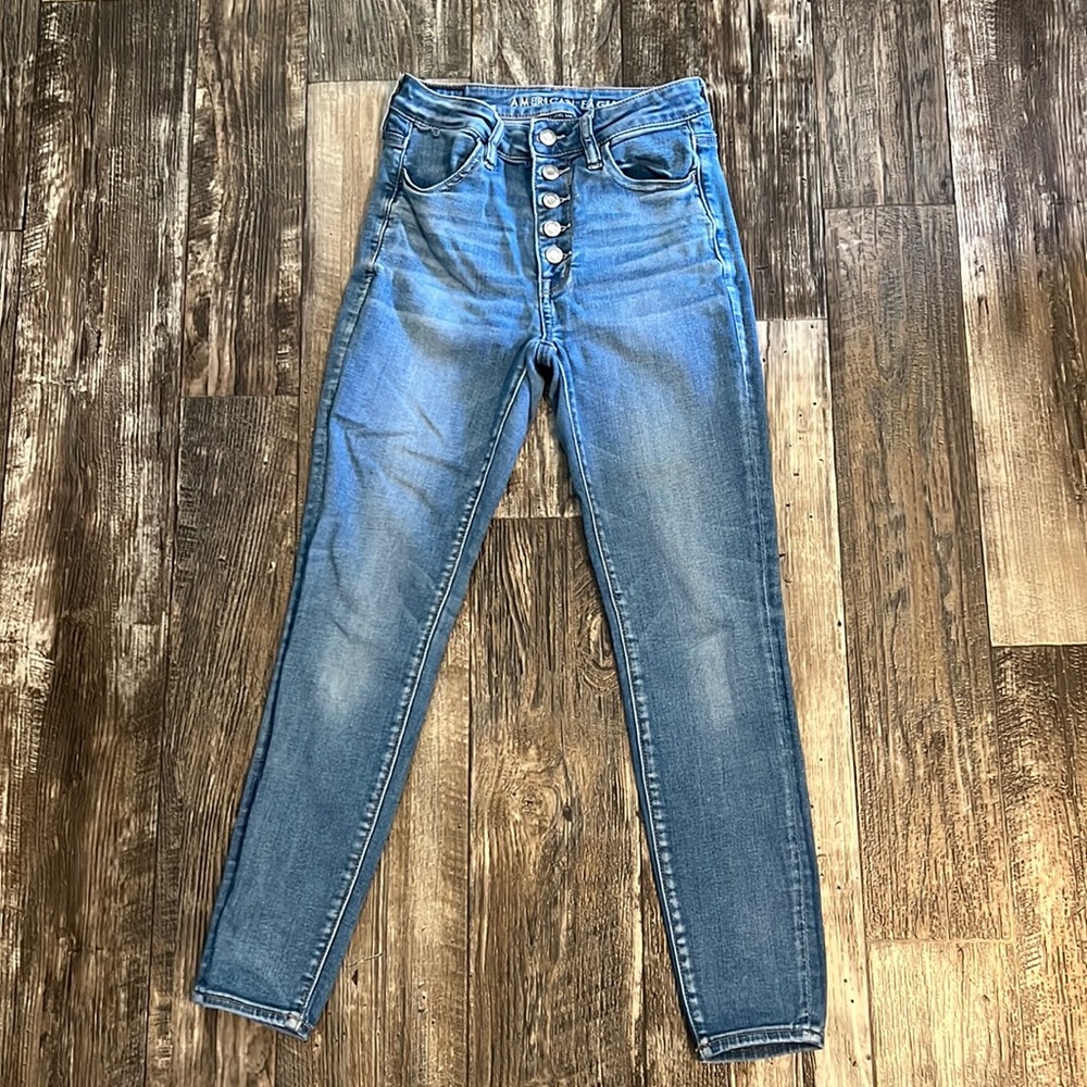 American Eagle Next Level Stretch Jeans 4 short light wash skinny high waisted